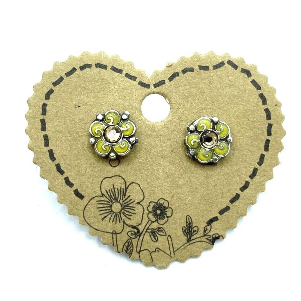 Brighton GARDEN OF EDEN Yellow Cote Flower Sparkle  Custom Post Earrings